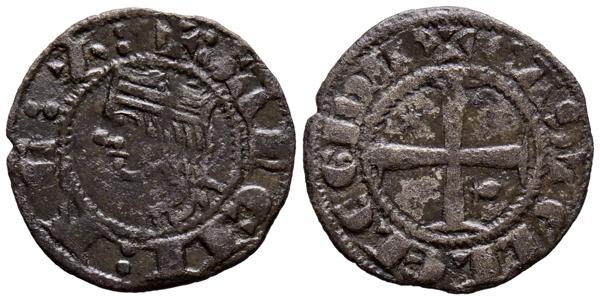 1414 - SANCHO IV (1284-1295). Meaja Coronada. (Ve. 0,67g/16mm). Coruña. (Imperatrix S4:6.18; FAB-309.3 como seisén). Anv: Busto coronado de Sancho IV a izquierda, alrededor leyenda: SANCII REX. Rev: Cruz patada con estrella en primer cuadrante y venera en el cuarto, alrededor leyenda: CASTELLE E LEGIONIS. MBC+. Muy escasa. - 100€