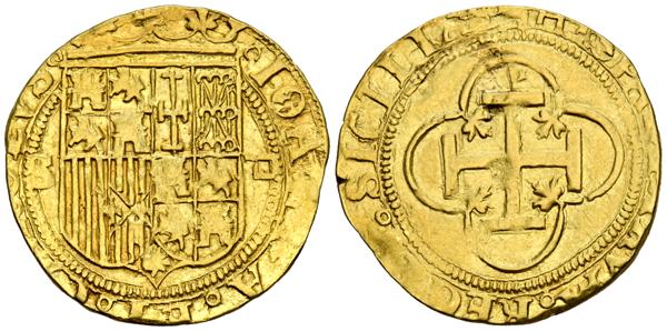 1531 - JUANA Y CARLOS (1504-1555). 1 Escudo. (Au. 3,33g/22mm). S/D (antes de 1550). Sevilla D. (Cal-2019-198). MBC. Escasa. - 1.300€