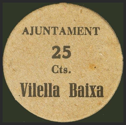 705 - VIELLA BAIXA (GERONA). 25 Céntimos. (1937ca). EBC+. (se trata de una fantasía). A EXAMINAR. - 0€