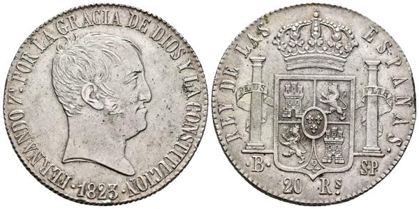 128 - FERNANDO VII (1808-1833). 20 Reales. (Ar. 27,02g/37mm). 1823. Barcelona SP. (Cal-2019-1146). EBC. Precioso ejemplar, escaso y más así. - 700€
